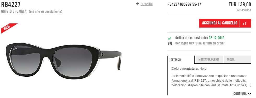 Ray-Ban prezzi