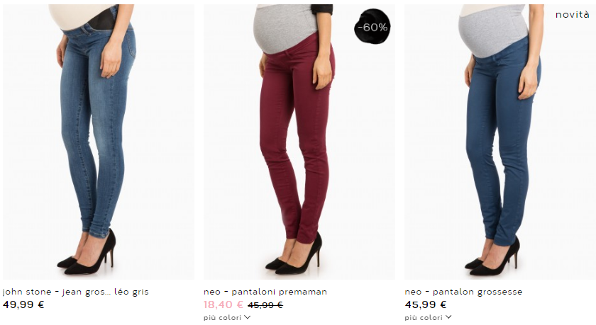 abbigliamento premaman jeans